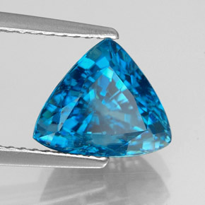 Zircone naturale blu da 5,09 ct, trillion, VVS