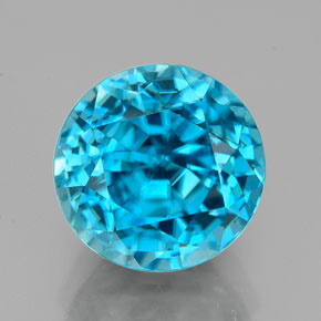 Zircone naturale blu da 4,88 ct, taglio rotondo, VVS