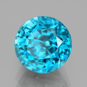Zircone naturale blu da 4,88 ct, taglio rotondo, VVS