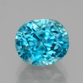 Zircone naturale blu da 4,07 ct, taglio a cuscino, VVS