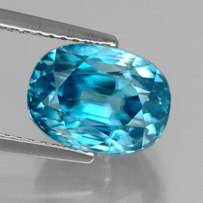 Zircone naturale blu da 6,58 ct, taglio ovale, VVS