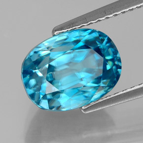 Zircone naturale blu da 6,58 ct, taglio ovale, VVS