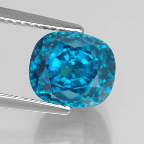 Zircone naturale blu da 5,89 ct, taglio a cuscino, VVS