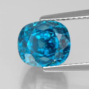 Zircone naturale blu da 5,89 ct, taglio a cuscino, VVS