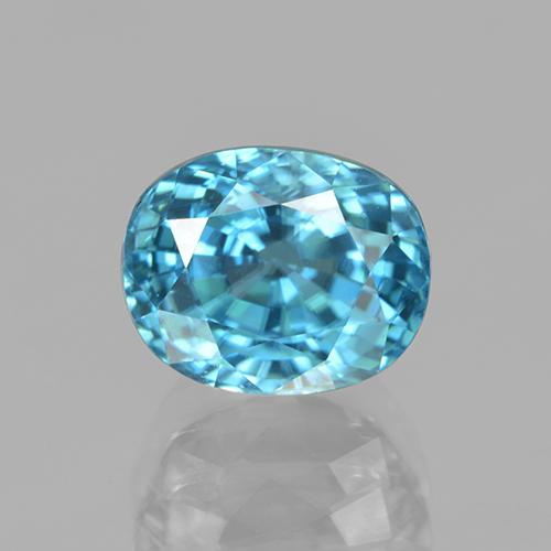 Zircone naturale blu da 5,64 ct, taglio ovale, VVS