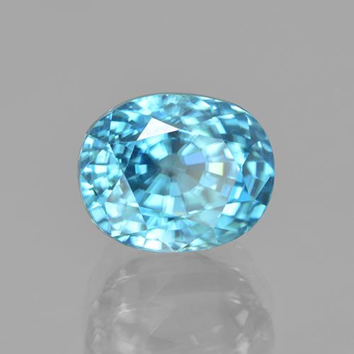 Zircone naturale blu da 5,64 ct, taglio ovale, VVS