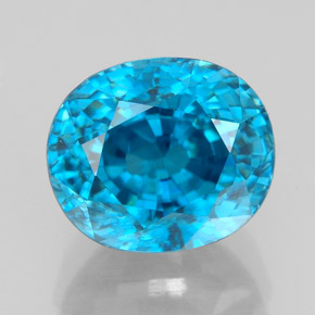 Zircone naturale blu da 5,64 ct, taglio ovale, VVS