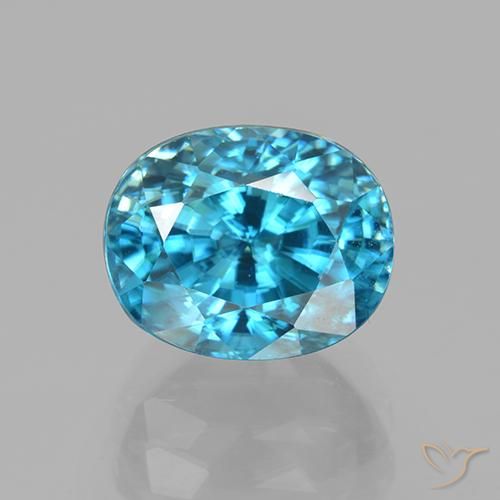 5.59ct Naturale Blu medio Zircone, Ovale, VVS