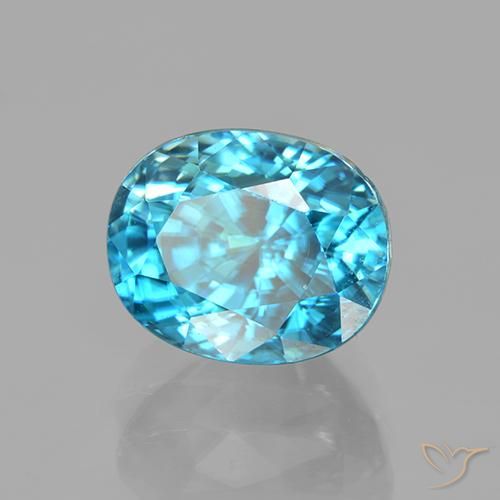 Zircone Blu medio naturale da 5.59 ct, Ovale, VVS