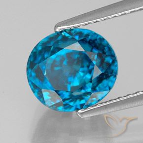 Zircone Blu elettrico naturale da 5.46 ct, Ovale, VVS