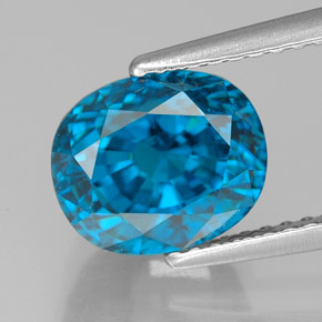 Zircone naturale blu da 5,40 ct, taglio ovale, VVS
