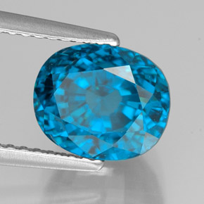 Zircone naturale blu da 5,40 ct, taglio ovale, VVS