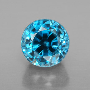Zircone naturale blu da 4,38 ct, taglio rotondo, VVS