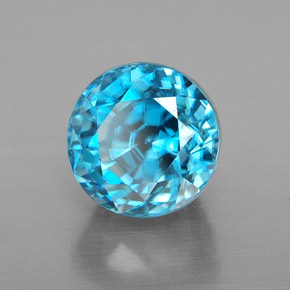 Zircone naturale blu da 4,38 ct, taglio rotondo, VVS