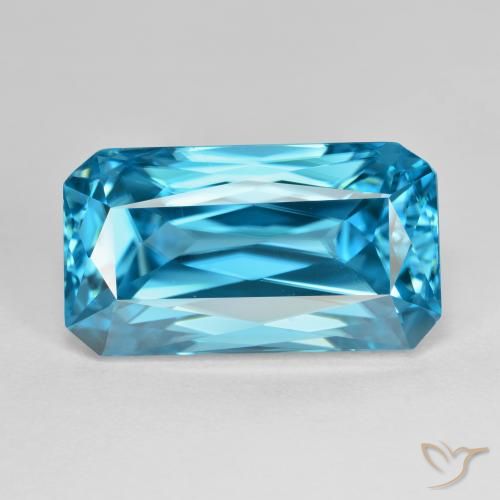 16.80ct Naturale Blu elettrico Zircone, Taglio smeraldo, VVS-VS