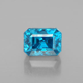 Zircone naturale blu da 3,72 ct, taglio smeraldo, VVS