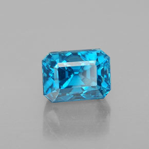Zircone naturale blu da 3,72 ct, taglio smeraldo, VVS