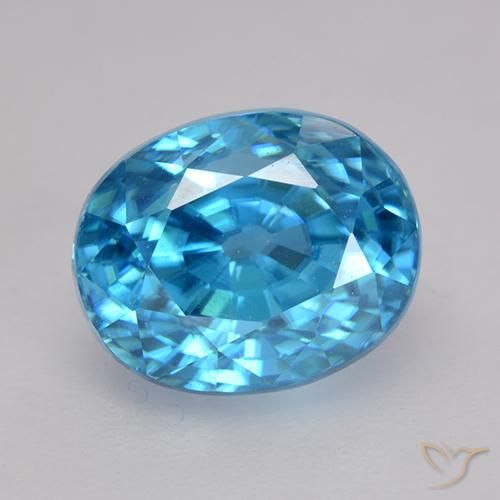 3.79ct Naturale Blu medio Zircone, Ovale, VVS