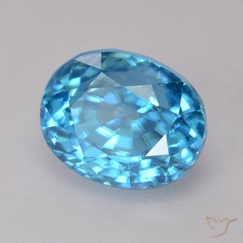 Zircone Blu medio naturale da 3.79 ct, Ovale, VVS