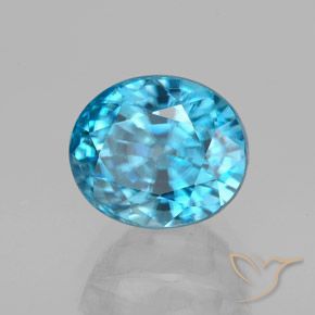Zircone Blu intenso naturale da 5.13 ct, Ovale, VVS-VS