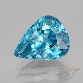 5.75ct Naturale Blu medio Zircone, Forma a pera, VS