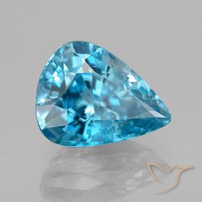 Zircone Blu medio naturale da 5.75 ct, Forma a pera, VS