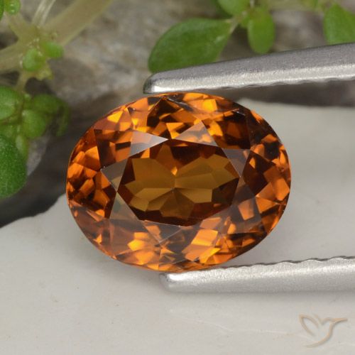 1.68ct Naturale Arancione rossastra Zircone, Ovale, VVS