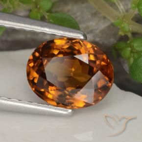 Zircone Arancione rossastra naturale da 1.68 ct, Ovale, VVS