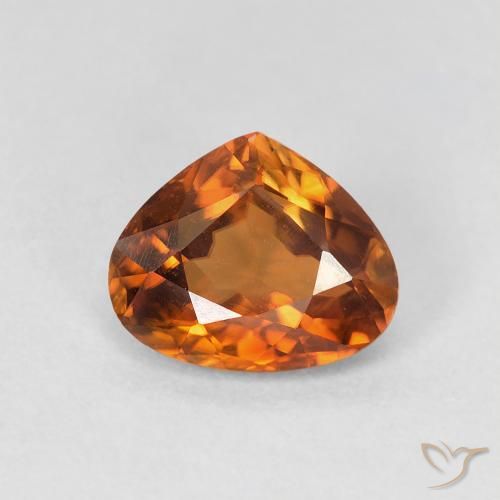1.57ct Naturale Arancione scuro Zircone, Forma a pera, VVS-VS