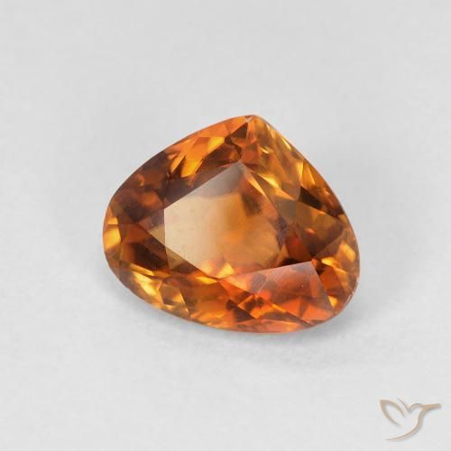 Zircone Arancione scuro naturale da 1.57 ct, Forma a pera, VVS-VS