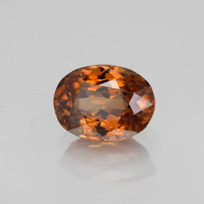 Zircone Arancio medio-scuro naturale da 2.12 ct, Taglio ovale, VVS