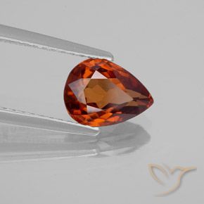 Zircone Arancione rossastra naturale da 1.87 ct, Forma a pera, VVS