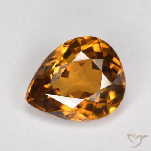 1.68ct Naturale Arancione scuro Zircone, Forma a pera, VVS