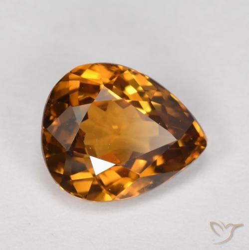 Zircone Arancione scuro naturale da 1.68 ct, Forma a pera, VVS