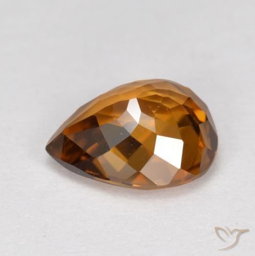 Zircone Arancione scuro naturale da 1.68 ct, Forma a pera, VVS