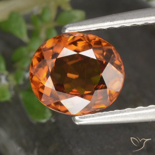 1.49ct Naturale Arancione scuro Zircone, Ovale, VS