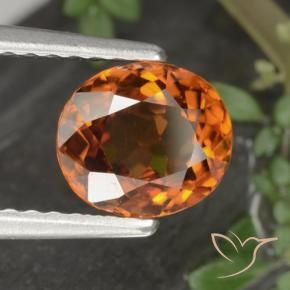 Zircone Arancione scuro naturale da 1.49 ct, Ovale, VS