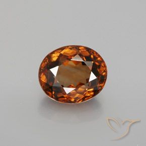 2.21ct Naturale Arancione scuro Zircone, Ovale, VVS