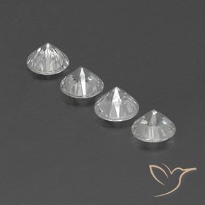 Gemme di Zircone Bianco naturale da 4.24 ct, Rotondo, VVS-VS