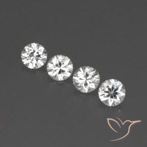Gemme di Zircone Bianco naturale da 4.38 ct, Rotondo, VVS-VS