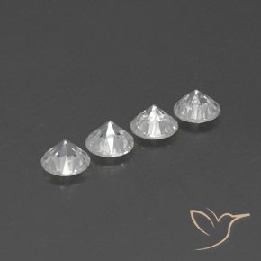 Gemme di Zircone Bianco naturale da 4.38 ct, Rotondo, VVS-VS