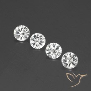 Gemme di Zircone Bianco trasparente naturale da 4.21 ct, Rotondo, VS