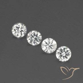 Gemme di Zircone Bianco trasparente naturale da 4.41 ct, Rotondo, VS