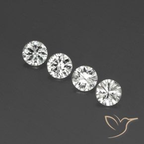 Gemme di Zircone Bianco trasparente naturale da 4.12 ct, Rotondo, VVS-VS