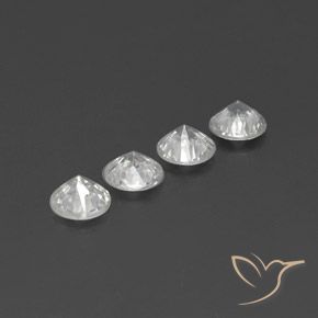 Gemme di Zircone Bianco trasparente naturale da 4.12 ct, Rotondo, VVS-VS