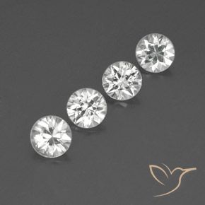 Gemme di Zircone Bianco naturale da 4.36 ct, Rotondo, VVS-VS