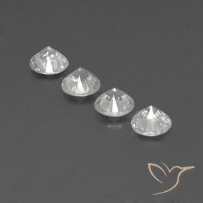 Gemme di Zircone Bianco naturale da 4.36 ct, Rotondo, VVS-VS
