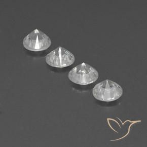 Gemme di Zircone Bianco naturale da 4.82 ct, Rotondo, VVS-VS