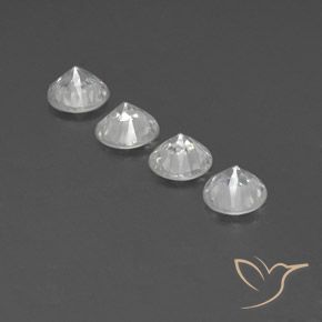 Gemme di Zircone Bianco naturale da 4.57 ct, Rotondo, VVS-VS