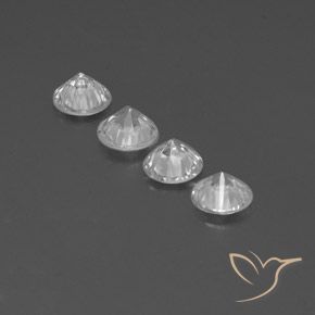 Gemme di Zircone Bianco trasparente naturale da 3.95 ct, Rotondo, VVS-VS